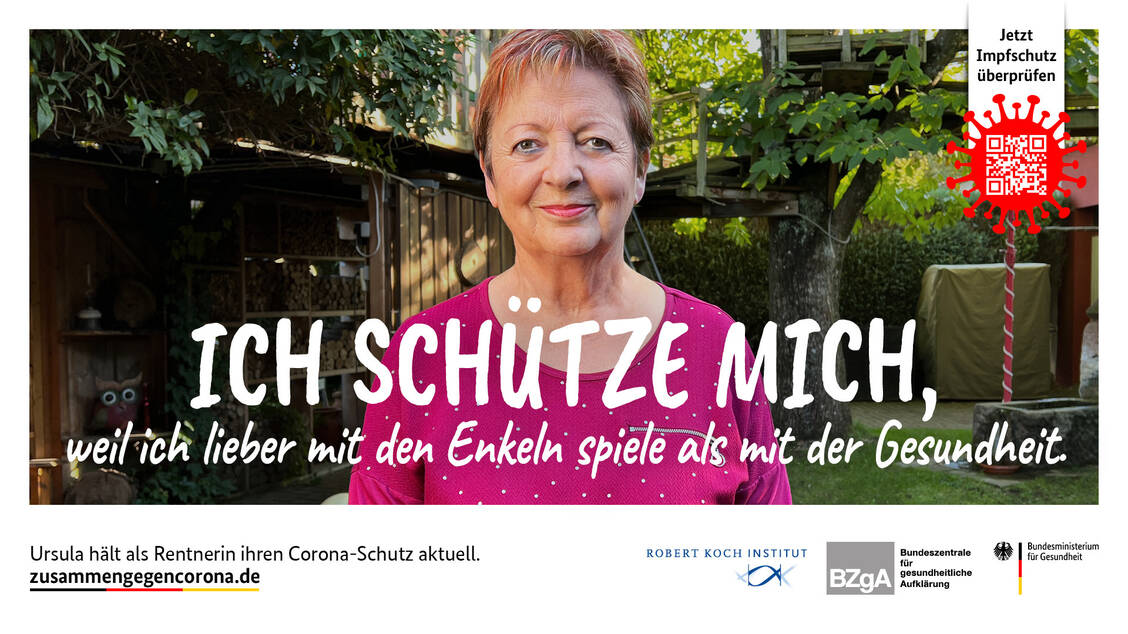 Ursula und 83 weitere Menschen sollen mit ihren Geschichten dafür werben, sich im Herbst und Winter vor Corona zu schützen. / Foto: Bundesministerium für Gesundheit