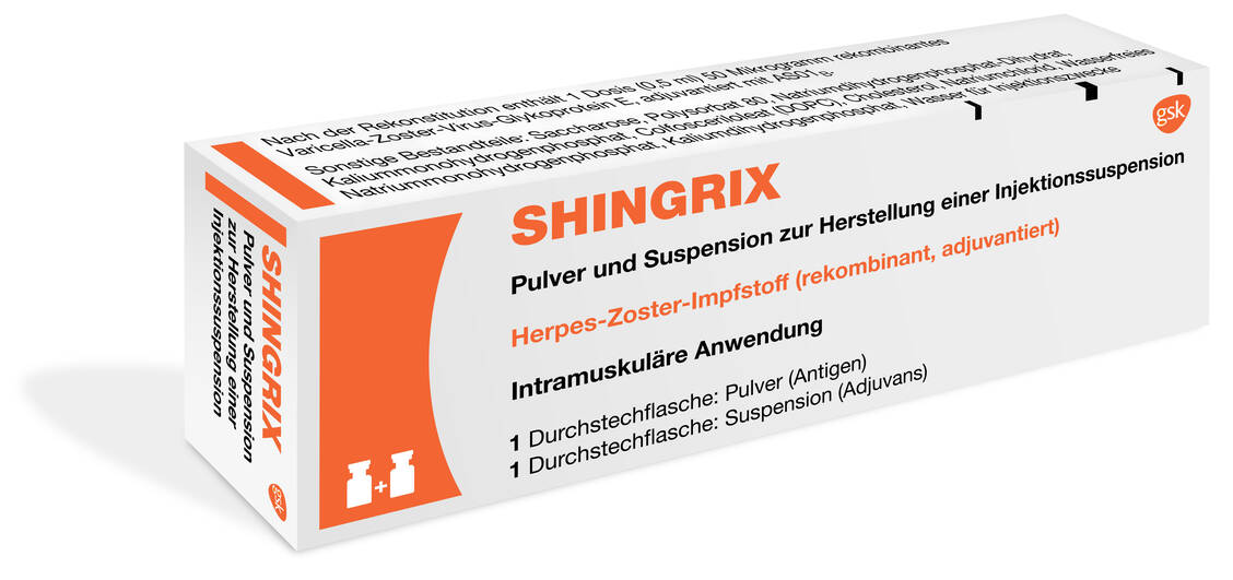 Die Impfung mit dem Totimpfstoff Shingrix gegen Gürtelrose empfiehlt die STIKO allen Persoenen über 60 Jahren. Allerdings ist der Impfstoff momentan nicht lieferbar. / Foto: GSK