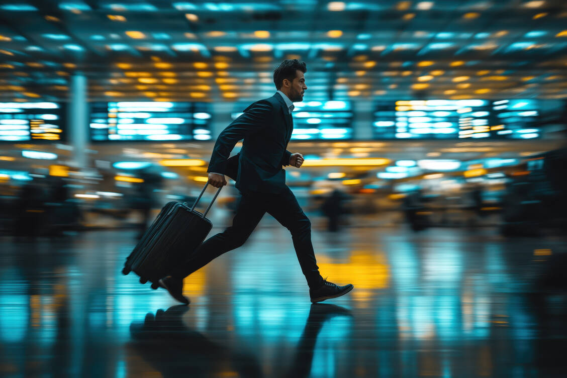 Flugmodus aktiv: An Flughäfen verschwimmen Zeit und Raum; soziale Normen geraten ins Wanken. Ein Stresstest für die Psyche beginnt. / © Adobe Stock/Maria