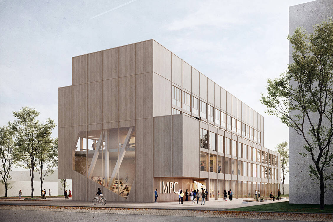 Visualisierung des Neubaus des Lehrgebäudes für die Pharmazie der TU Braunschweig vom Architektenbüro ksg. / © ksg/rendertax
