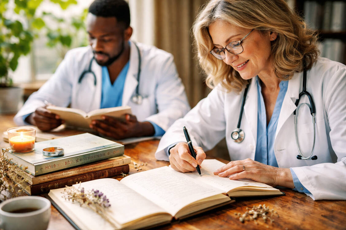 Medizin trifft Poesie: Wer schreibt, versteht nicht nur sich selbst besser, sondern auch andere. / © PZ/generiert mit KI