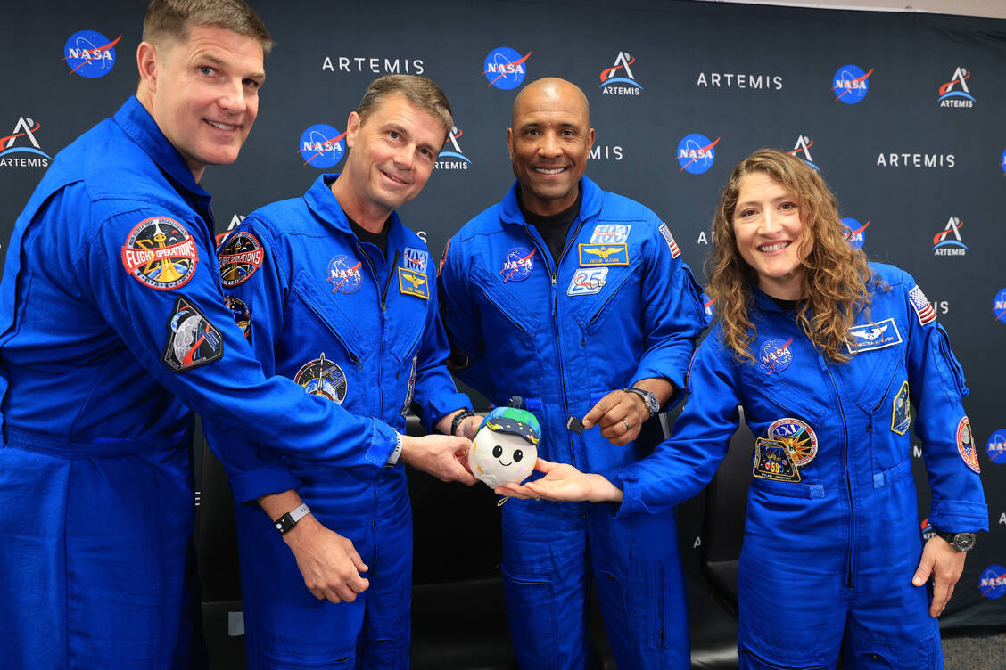 Die vierköpfige Crew der Artemis-II-Mission: Jeremy Hansen, Commander Reid Wiseman, Pilot Victor Glover und Christina Koch (von links). / © NASA/Kim Shiflett