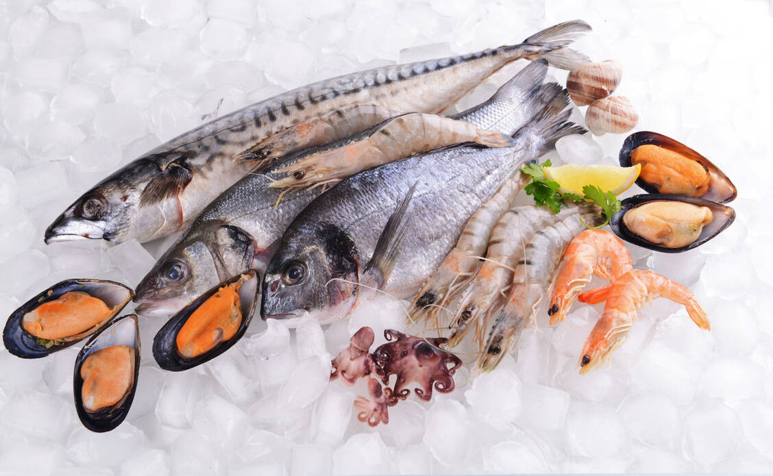 Im Iodmangelgebiet Deutschland sind die einzigen Lebensmittel, in denen Iod in nennenswerten Mengen vorkommt, Seefische und Meeresfrüchte. / Foto: Shutterstock/Africa Studio