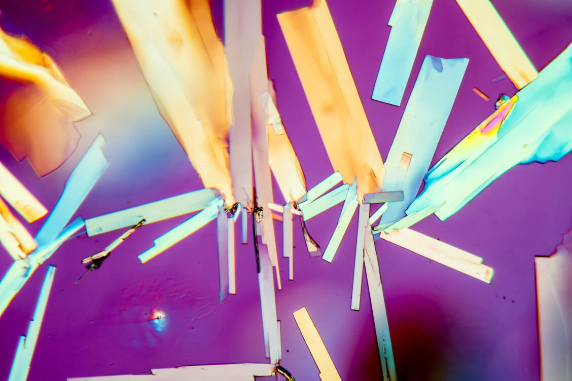 Acetylsalicylsäure-Kristalle im polarisierten Licht / Foto: Adobe Stock/Dr. N. Lange