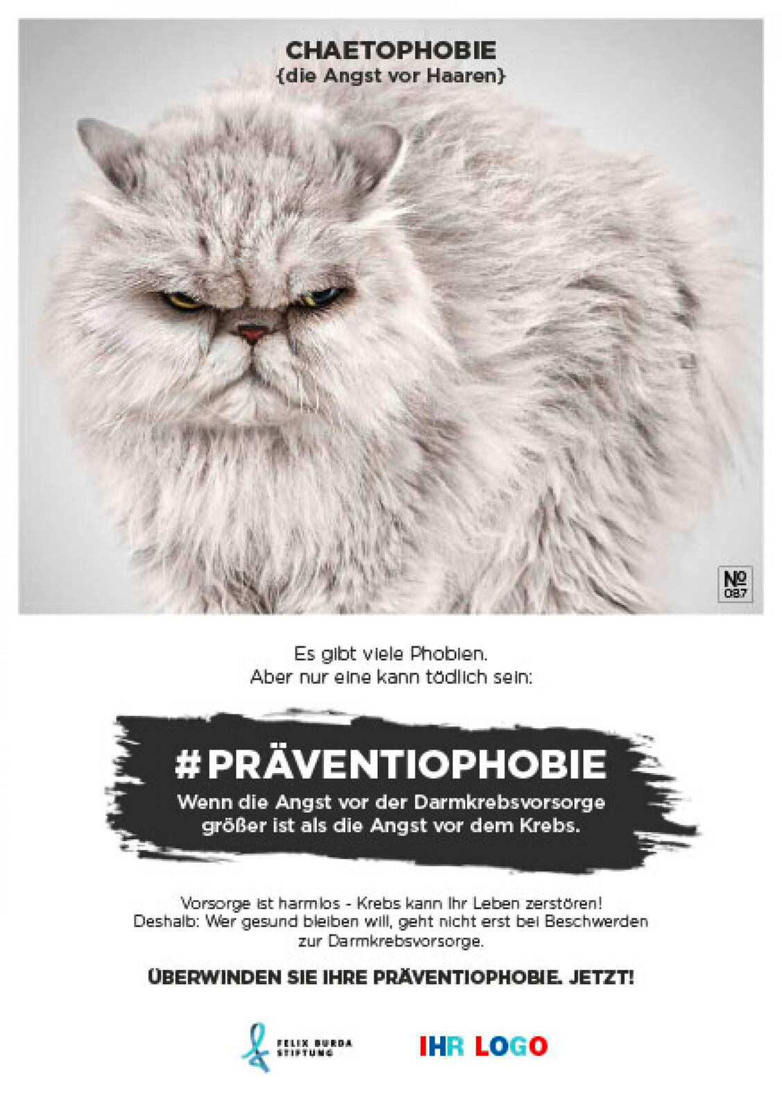 Die Kampagne zum ausgedachten Fachbegriff Präventiophobie geht in die zweite Runde. / Foto: Felix-Burda-Stiftung