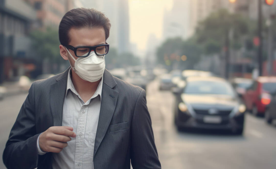 Der Verkehr ist eine Quelle von zahlreichen Luftschadstoffen. FFP2-Masken schützen vor bestimmten Feinstaub-Fraktionen, aber nicht vor allen Verunreinigungen. / Foto: Adobe Stock/Bartek