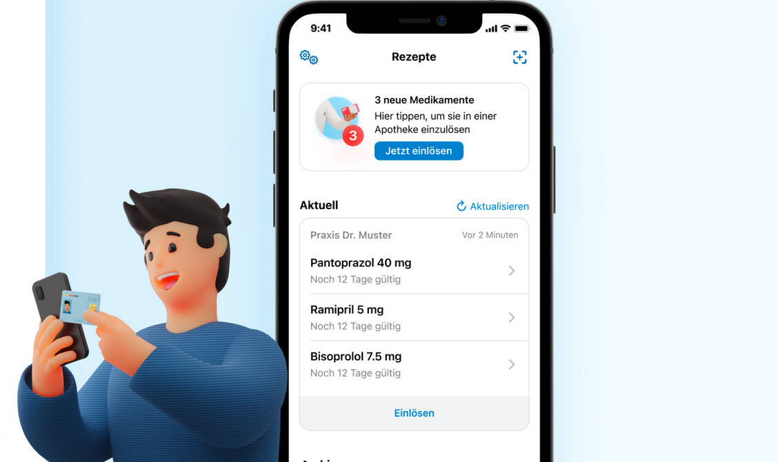 Einlösen und verwalten: Versicherte können sich ab dem 1. Juli 2021 die E-Rezept-App kostenlos im Google Play-  oder App-Store sowie in der Huawei AppGallery herunterladen. / Foto: gematik GmbH