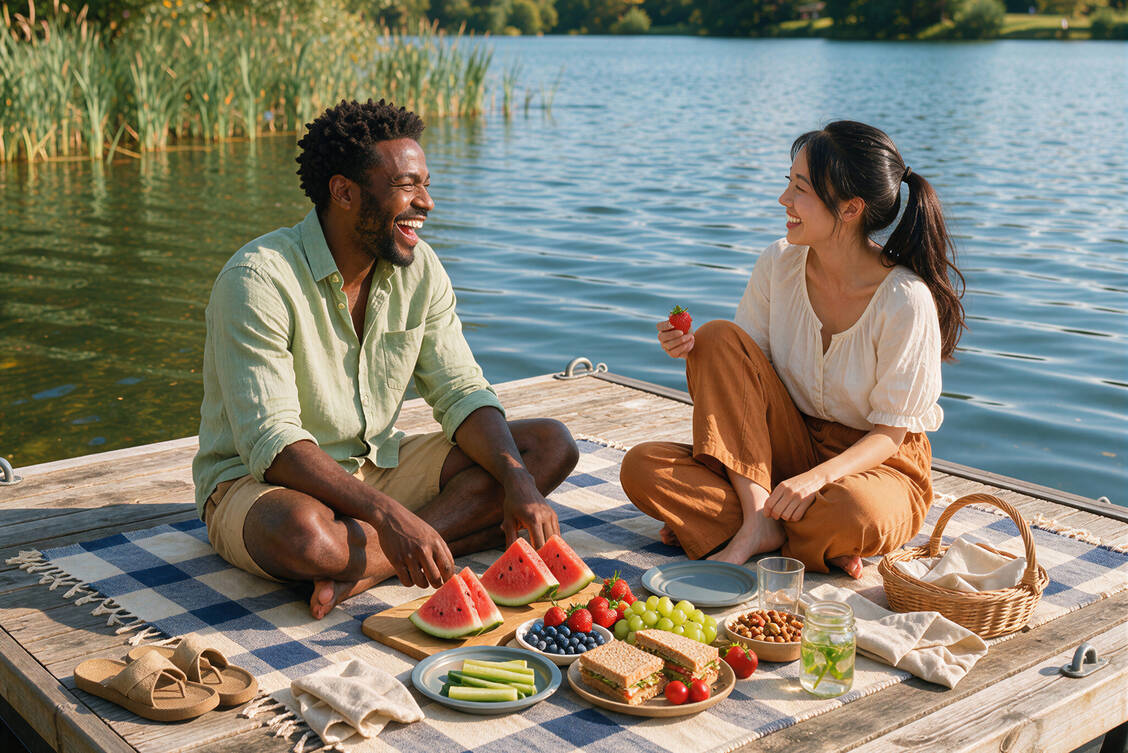 Mehr Zeit im Freien zu verbringen könnte die Ernährung verändern. Naturkontakt fördert Körperakzeptanz und beeinflusst positiv, was wir essen. / © Shutterstock/Gen AI