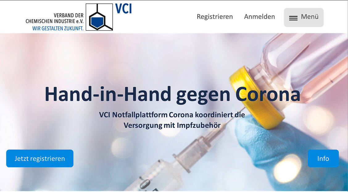 Bessere Verteilung von Impfzubehör: Die Notfallplattform des VCI soll Transparenz bieten über Anbieter, Mengen, Termine und je Wirkstoff benötigtes Impfzubehör, um so temporäre Verknappungen zu vermeiden. / Foto: Foto: VCI