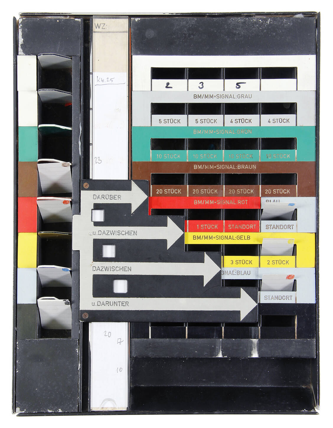 Abbildung 5: Sehr selten: Die »Zinsser-Apparatur« für ABDA-Lochkärtchen wurde Mitte der 1970er-Jahre zur Optimierung der Bestellmengen erfunden und konzipiert von Apotheker Dr. Friedrich Zinsser, Tübingen (Inv.-Nr. III S 15). / Foto: DAM