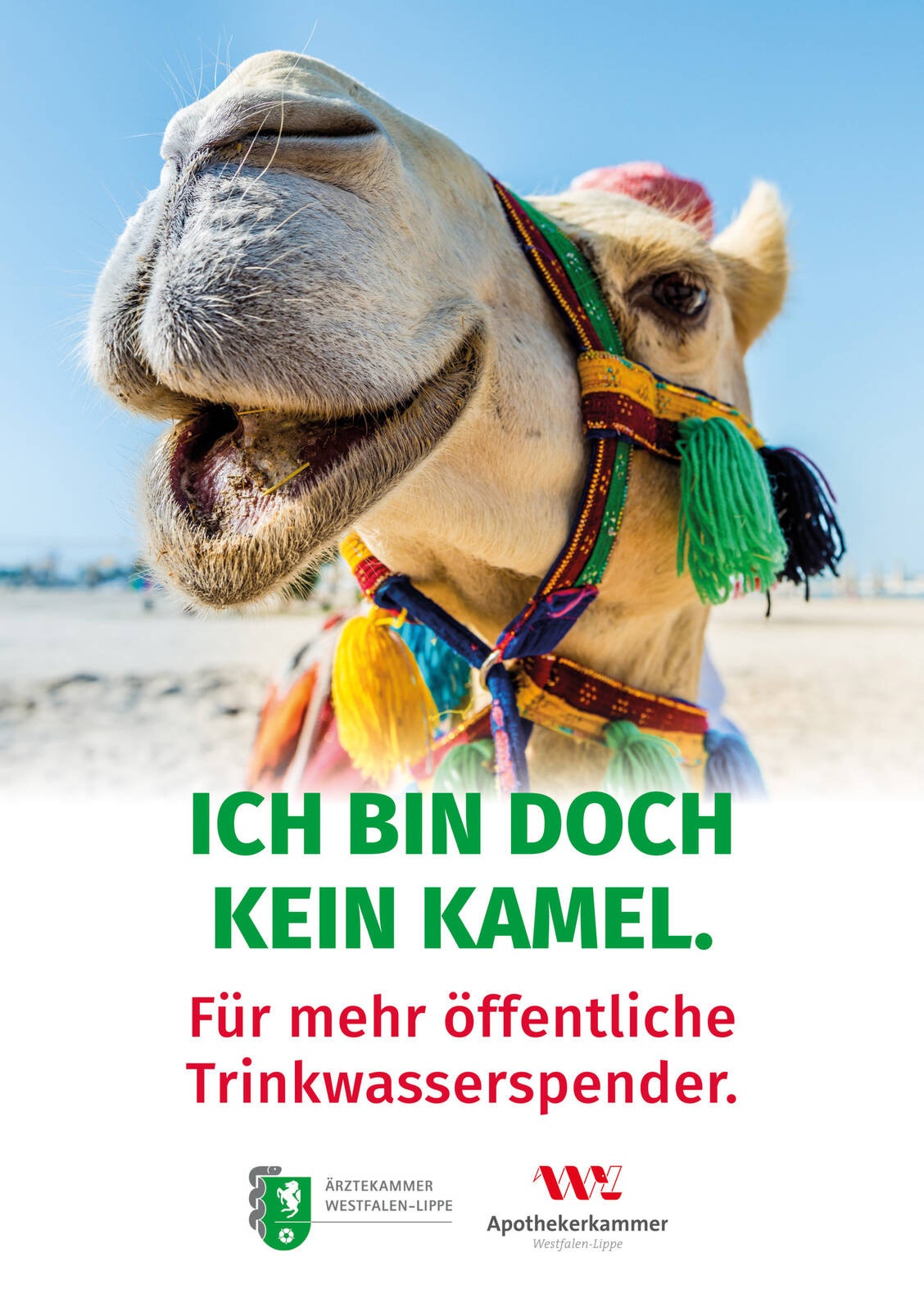 Mit Plakaten wie diesem werben die Apotheker und Ärzte in Westfalen-Lippe für mehr öffentliche Trinkwasserspender. / Foto: AKWL
