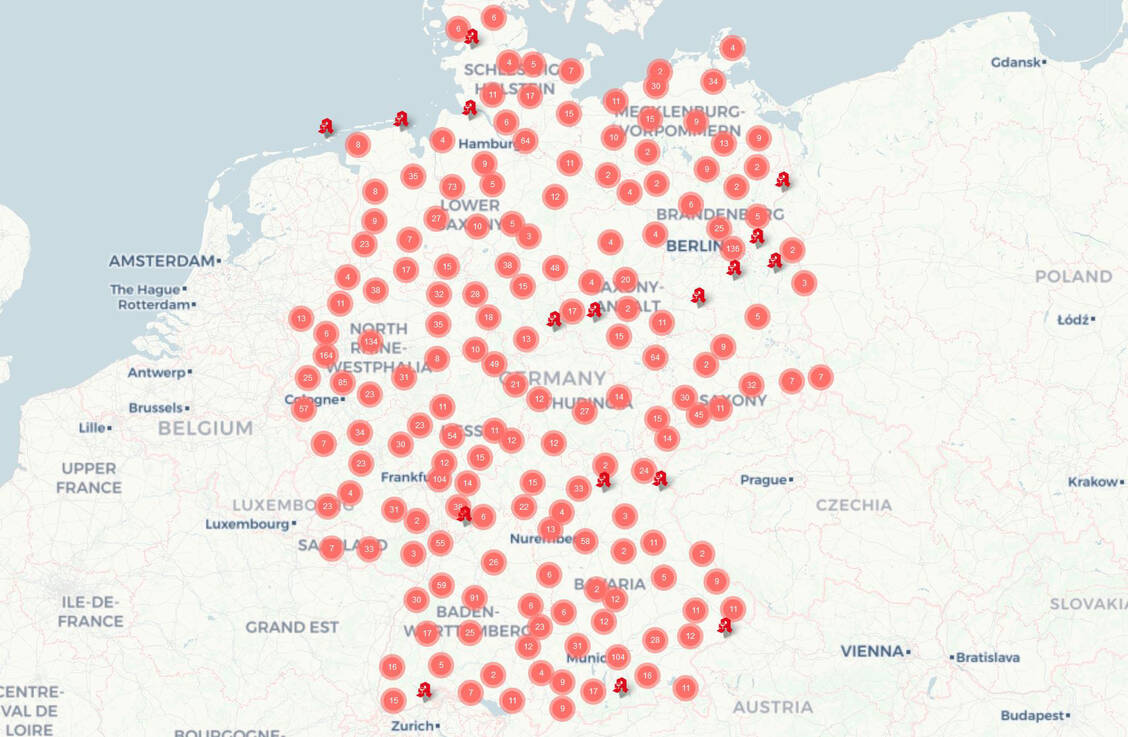 Von Flensburg bis Garmisch-Partenkirchen, von Aachen bis Görlitz haben bereits tausende Apotheken angekündigt, am 14. Juni geschlossen zu bleiben. / Foto: Freie Apothekerschaft/Protest-Checker (Screenshot)