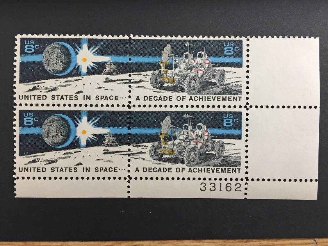 Sonderbriefmarke der USA zu den Apollo-Mondlande-Missionen / Foto: Staiger