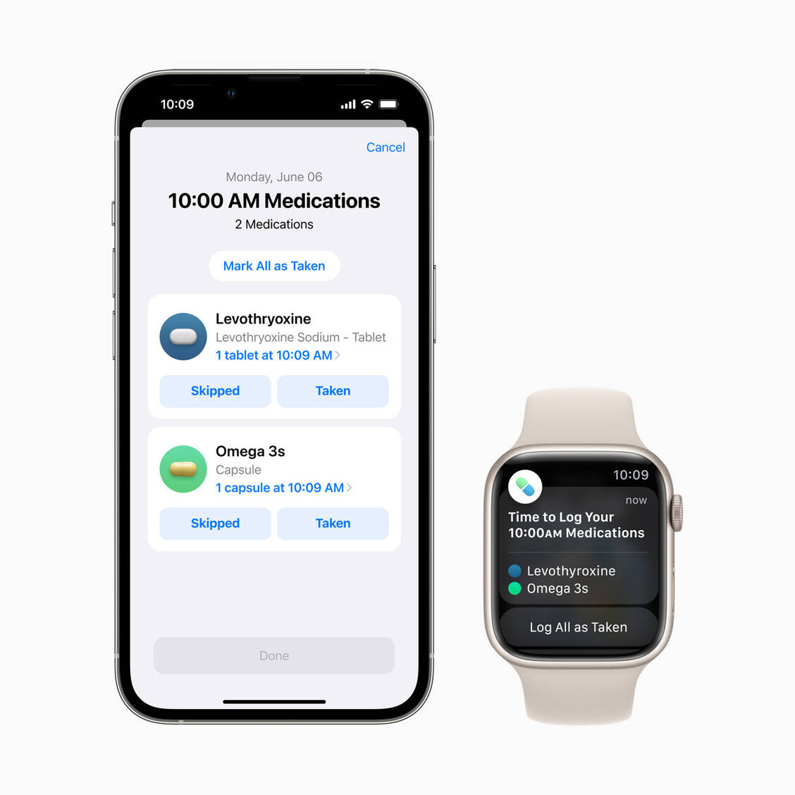 Mit der neuen »Medications«-App sollen Nutzer an die Einnahme ihrer Medikamente erinnert werden. / Foto: Apple