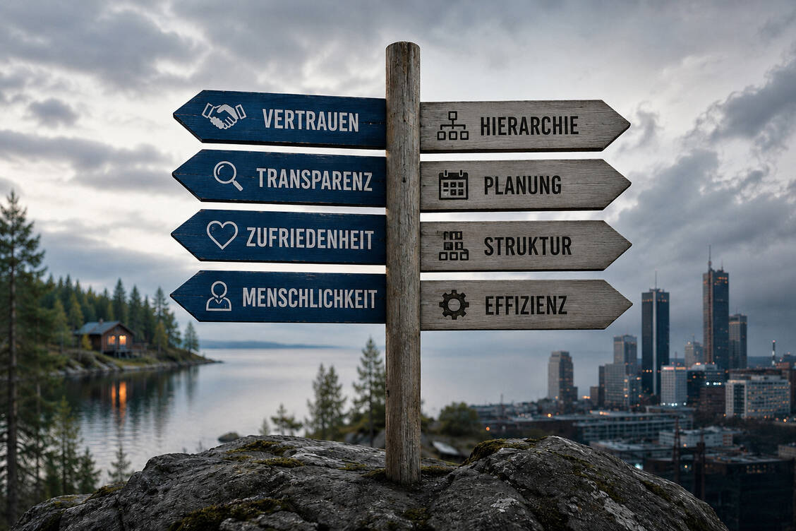 Finnland versus Deutschland: Das Problem ist nicht der Wandel in der Arbeitswelt, sondern dass wir ihm mit alten Werten begegnen. / © PZ/generiert mit KI