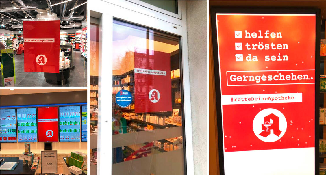 Viele Apotheken haben die Plakate für die Protestmarsch-Kampagne schon ausgehängt. / Foto: privat