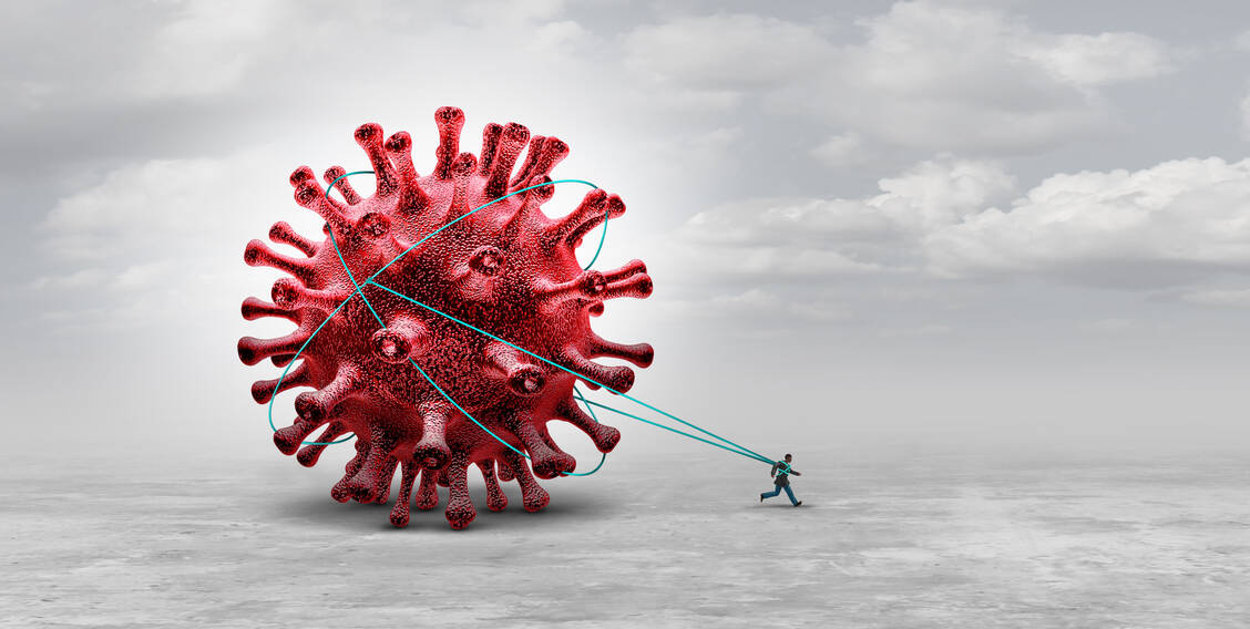 Zirkulierende Viren umzingeln: Variantenangepasste Impfstoffe sind das Stichwort bei der Immunisierung gegen Covid-19 und Influenza. / © Adobe Stock/freshidea