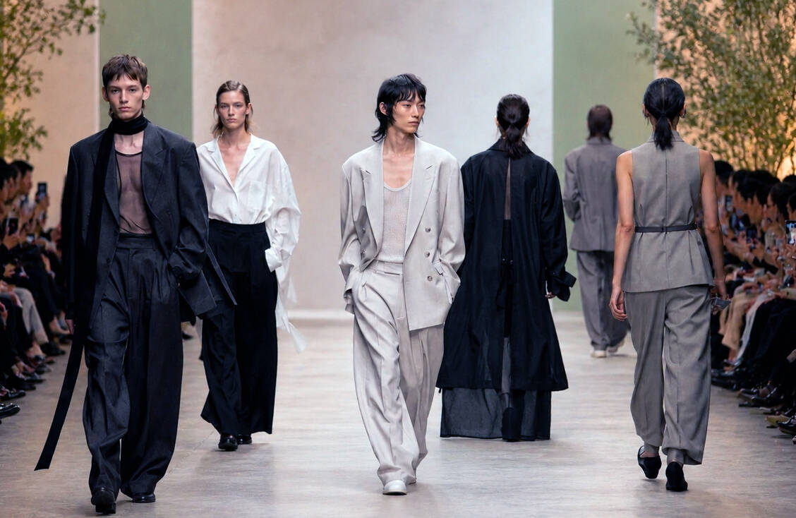 Auf den Catwalks dieser Welt sind androgyne Outfits zu Hause. Der Look soll das Individuum feiern – nicht das Geschlecht. / © PZ/generiert mit KI