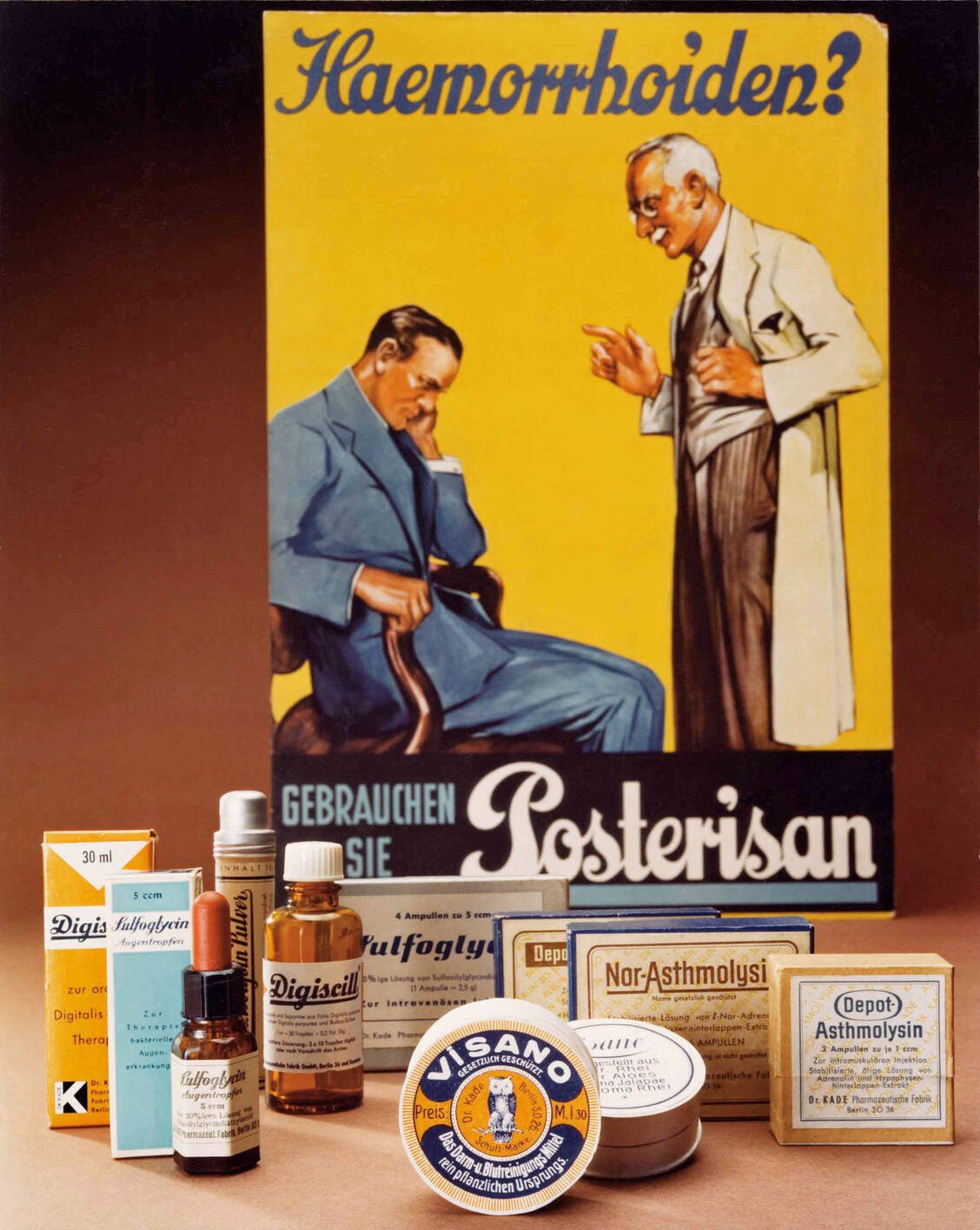 Frühes Werbeplakat für das Präparat Posterisan, dessen Name  auch nach der Rezepturänderung  beibehalten wurde. / Foto: Foto: Dr. Kade Healthcare