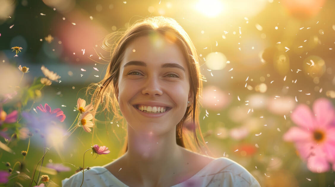 Es geht wieder los: Hasel und Erle stehen bei milden Temperaturen bald in voller Blüte, die Pollen von Pappel, Eibe und Ulme finden sich an immer mehr Orten. Der Klimawandel hat unmittelbar Auswirkungen auf die Lebensqualität von Allergikern.  / © Adobe Stock/Joyce (generiert mit KI)