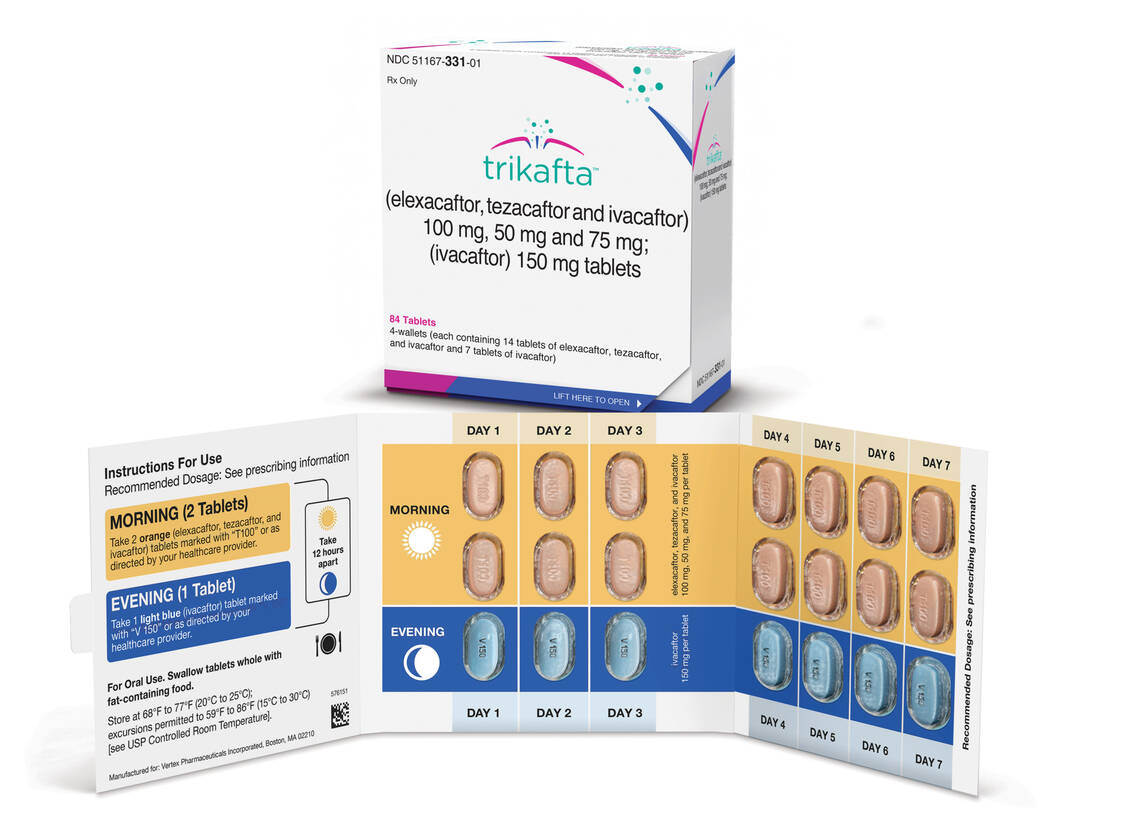 In den USA hat es die Dreierkombination schon geschafft und ist dort unter dem Handelsnamen Trikafta® verfügbar.  / Foto: Vertex Pharmaceuticals