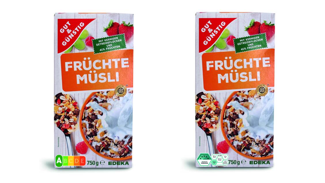 Leichter zu erfassen: Die Nutri-Score-Ampel (l.) schlägt in der aktuellen Forsa-Umfrage das Modell »Wegweiser Ernährung«. / Foto: Foodwatch