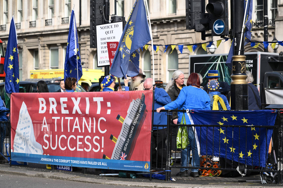 Anti-Brexit Demonstration in London: Auch knapp acht Jahre nach dem Referendum polarisiert der EU-Austritt das Vereinigte Königreich.  / Foto: IMAGO/ZUMA Wire
