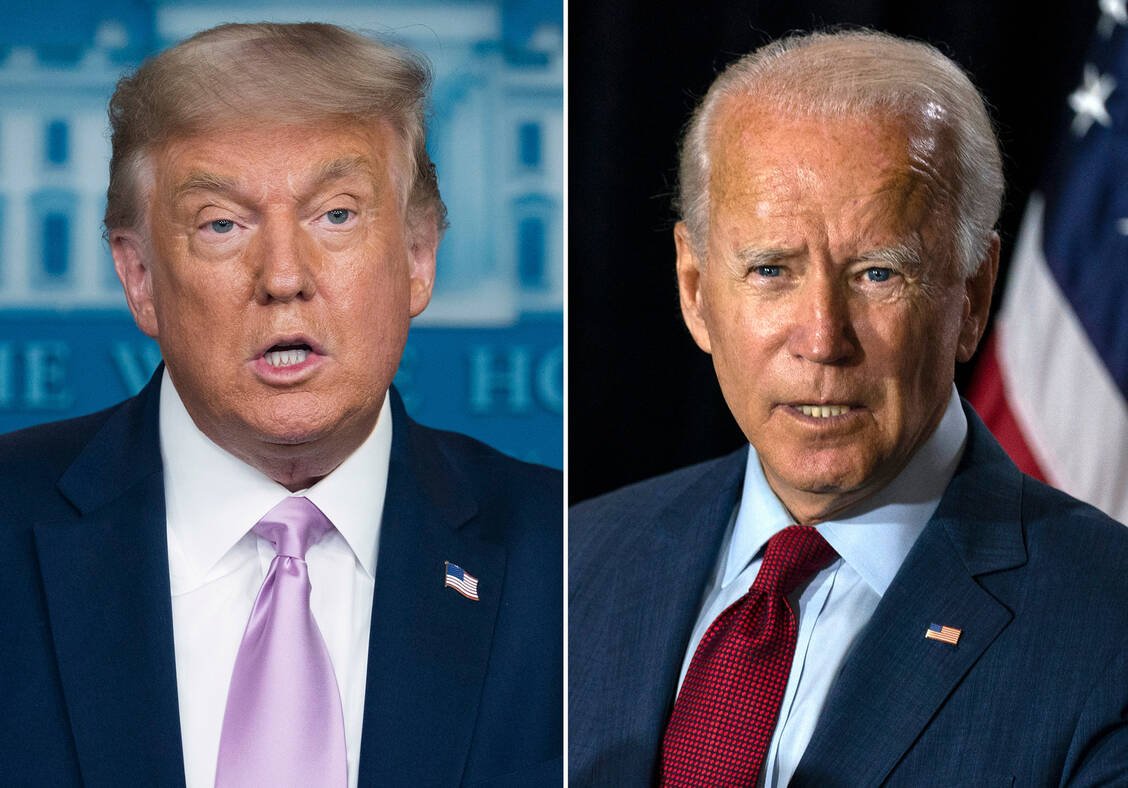 Donald Trump (links) möchte ein zweites Mal zum US-Präsidenten gewählt werden, sein Herausforderer Joe Biden möchte die Gesundheitspolitik in den kommenden Jahren anders gestalten. / Foto: picture alliance / ASSOCIATED PRESS