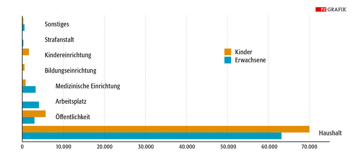 Grafik 1: Eine statistische Auswertung der Anfragezahlen von 2010 bis 2019 des GGIZ belegt, dass die meisten Unfälle im Haushalt und im Garten passieren (Quelle: GGIZ). / Foto: PZ/Pfeifer