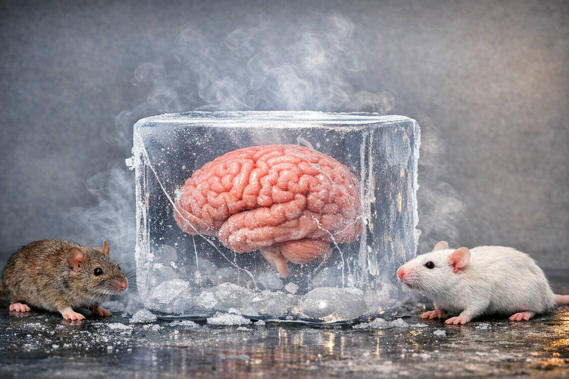 Funktion wiederhergestellt: Tiefgefrorenes Mäusehirngewebe ließ sich nach dem Auftauen wieder reaktivieren. / © PZ/generiert mit KI