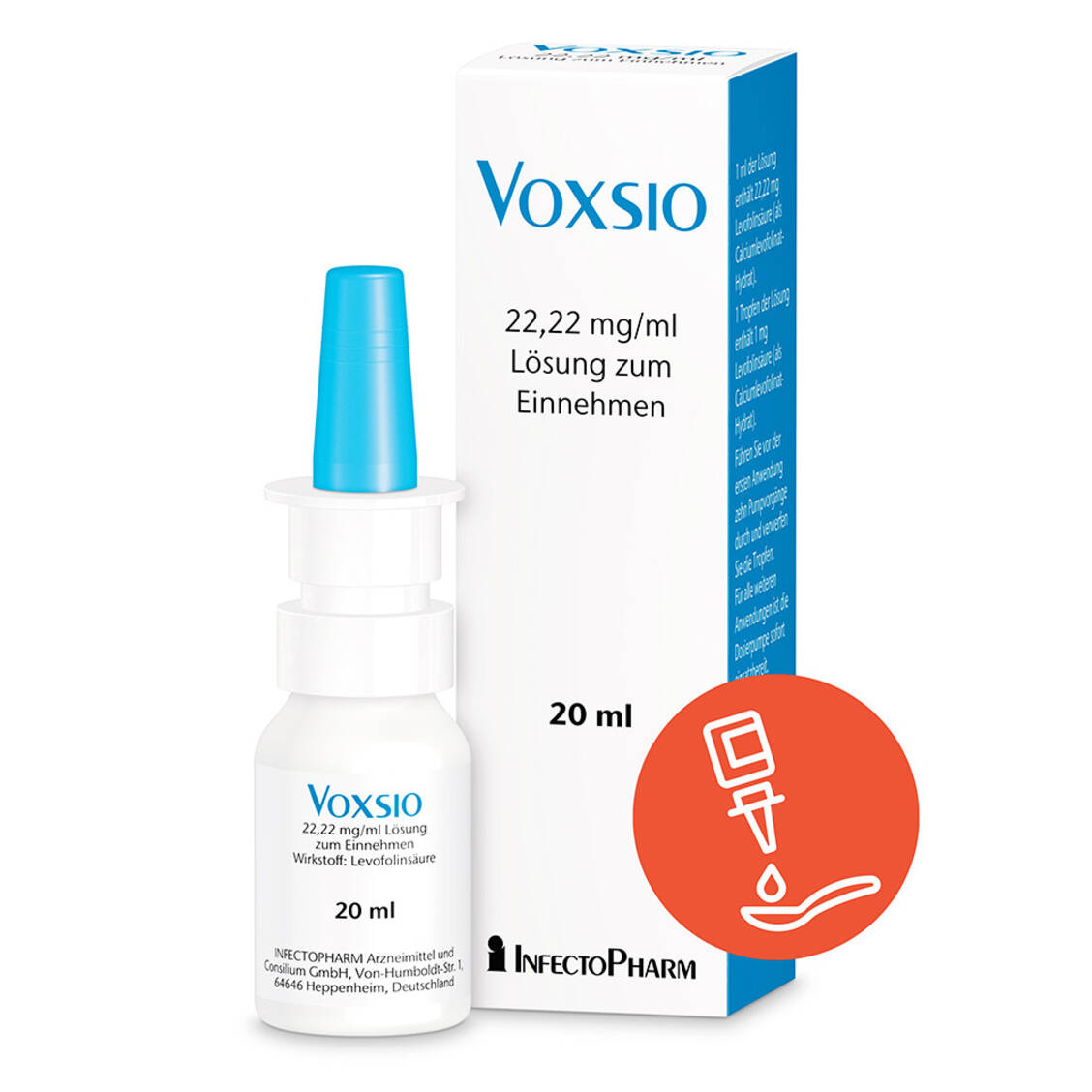 Die Dosierung von Voxsio erfolgt über einen speziellen Dosiertropfer, der eine mg-genaue Gabe ermöglicht. / © Infectopharm