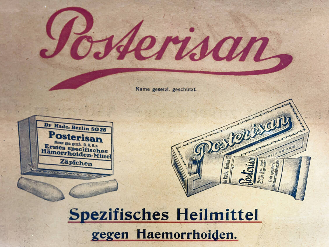 1922 kommt Posterisan auf den Markt, entwickelt von Apotheker Dr. Franz Lutze in der Berliner Oranien-Apotheke. Damals enthielt das Arzneimittel eine am Anwendungsort immunologisch wirkende Bakterienkultursuspension aus abgetöteten Escherichia coli. / Foto: Foto: Dr. Kade Healthcare
