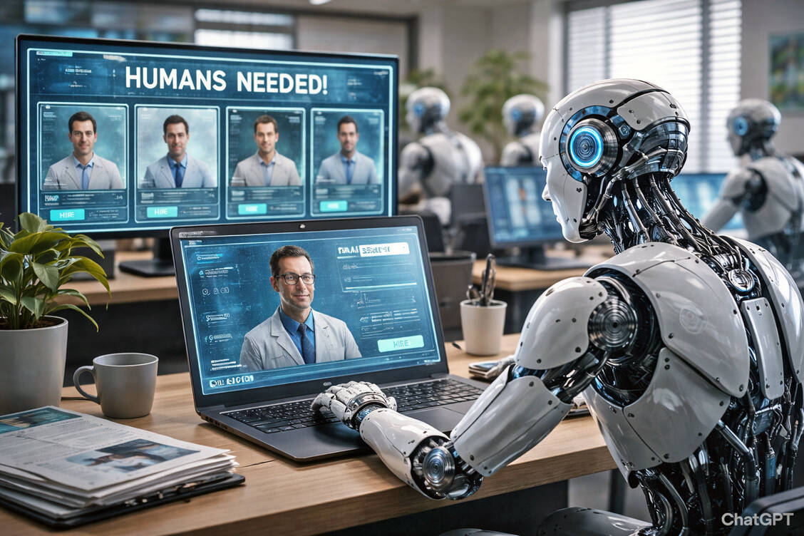 Verkehrte Welt? Auf der Plattform »RentAHuman.ai« vergeben KI-Agenten Arbeitsaufträge an Menschen. / © PZ/generiert mit KI