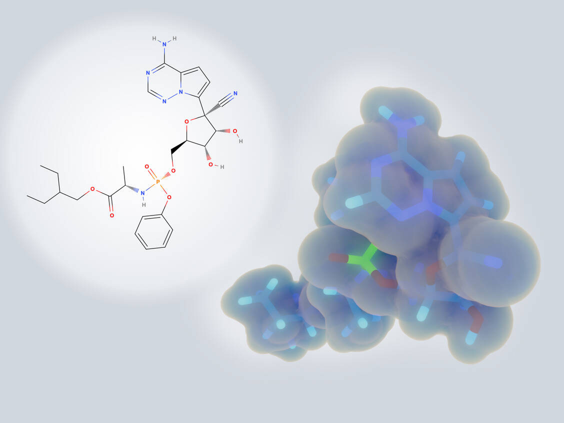 Remdesivir ist das Prodrug eines Adenosin-Analogons. Es soll als falscher Baustein die virale RNA-abhängige RNA-Polymerase inhibieren. / Foto: Getty Images/selvanegra