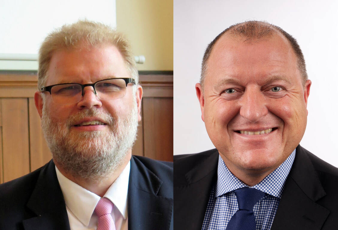 Kai Peter Siemsen (links), Präsident der Apothekerkammer Hamburg, und Armin Hoffmann, Präsident der Apothekerkammer Nordrhein, kandidieren für den Geschäftsführenden Vorstand der Bundesapothekerkammer. / Foto: Fotos: AKHH, AKNR