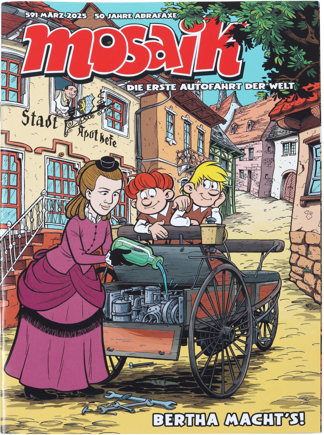 Mosaik, Heft 591, März 2025, ­Titelseite der Abonnentenausgabe (Inv.-Nr. VII A 2397) / ©  MOSAIK-Steinchen für Steinchen-Verlag, Berlin