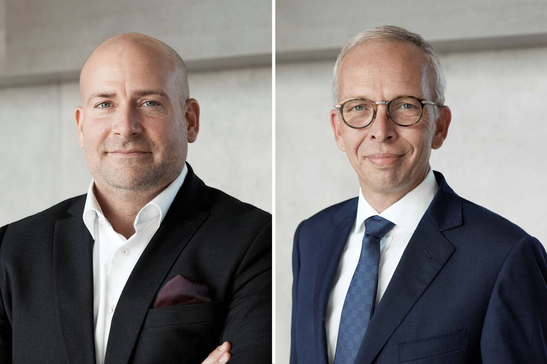 Die Noventi-Vorstände Mark Böhm (links) und Frank Steimel sehen das Unternehmen bei der Sanierung auf einem guten Kurs. / Foto: Noventi