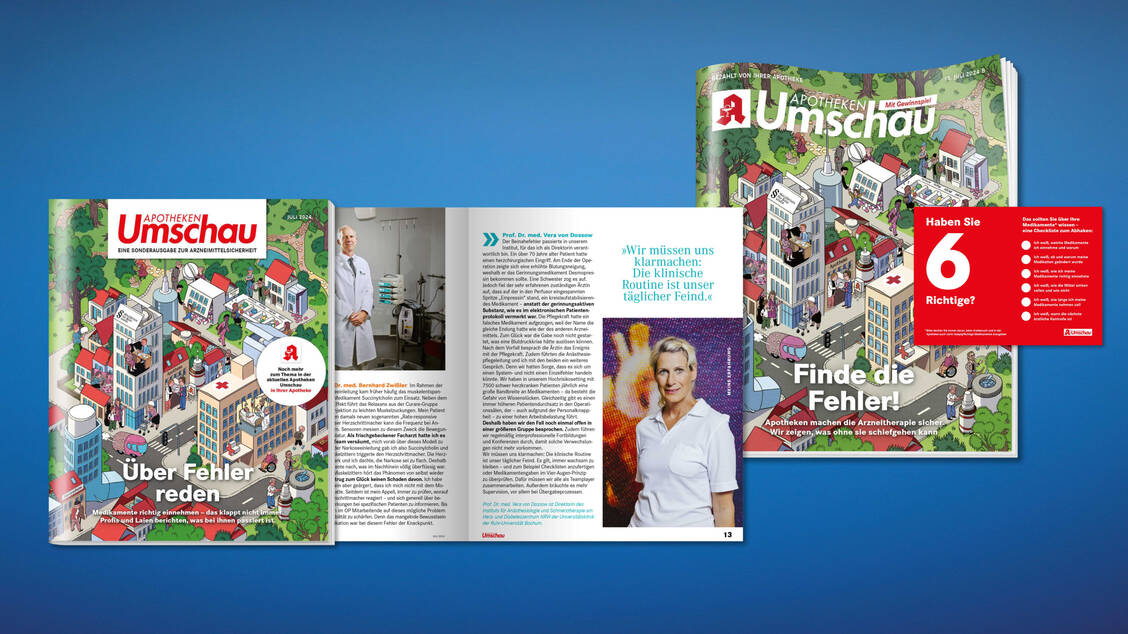 »Finde den Fehler« lautet das Titelthema der kommenden Ausgabe der »Apotheken Umschau«. Über ihre persönlichen Fehler reden in einer Sonderausgabe 16 Ärzte, Apotheker, Patienten und Angehörige. / Foto: W&B/ Uli Oesterle