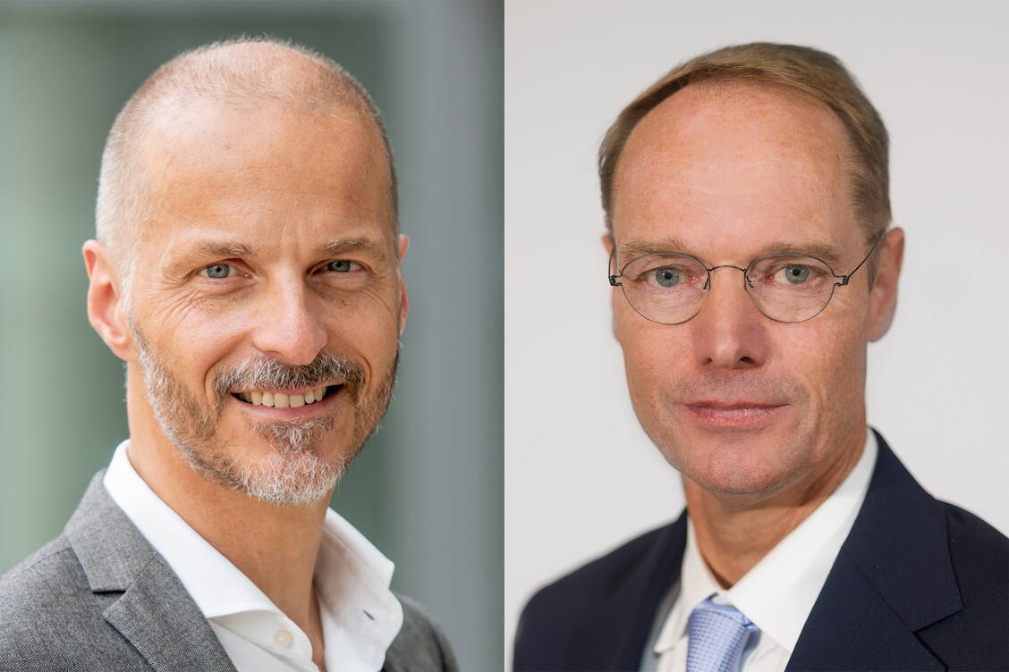 BPI-Vorstandsvorsitzender Oliver Kirst (rechts) und Hauptgeschäftsführer Kai Joachimsen sprachen mit der PZ über die neue Regierung und die Erwartungen der Pharmaindustrie. / © BPI/Kruppa, Rafalzyk