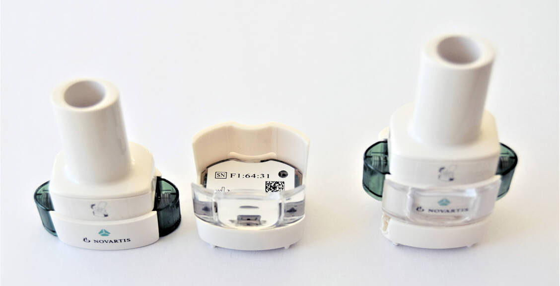Für Asthma-Patienten: Enerzair® Breezhaler® in der Ausführung mit Sensormodul / Foto: Kircher