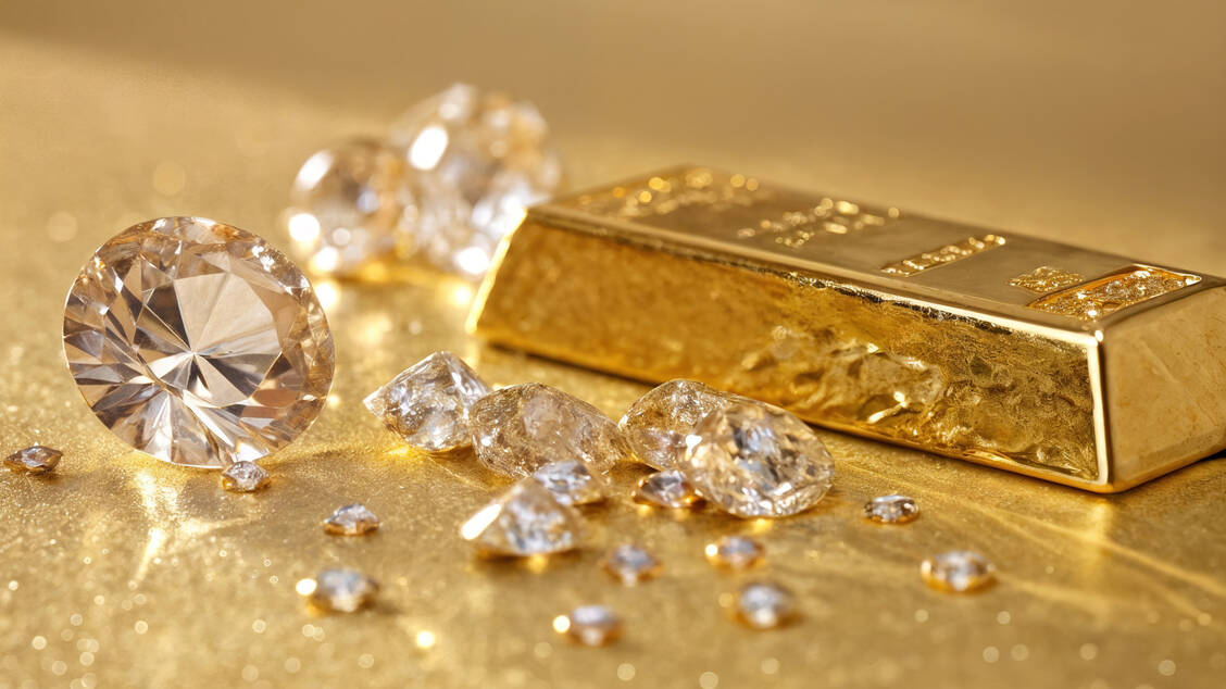 Wer Diamanten oder Gold sieht, denkt selten daran, dass dieses Material womöglich im Körper eines Menschen unsichtbar, aber präzise heilt. / © Adobe Stock/Silaya Elena-generiert mit KI