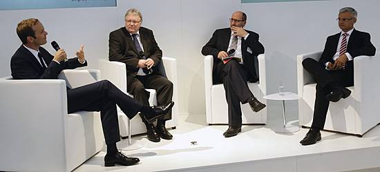 Bork Bretthauer, Mathias Arnold, Moderator Elmar Esser und Lothar Guske (von links).