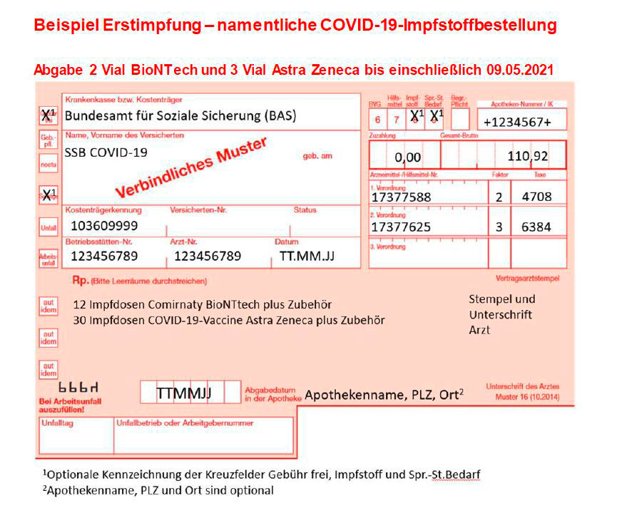 Hinweis der ABDA: Aufgrund der Kontingentierung kann es vorkommen, dass die Anzahl und der Hersteller der verordneten COVID-19-Impfdosen nicht mit der Anzahl der tatsächlich abgegeben COVID-19-Impfdosen übereinstimmt. / Foto: ABDA/PZ-Screenshot