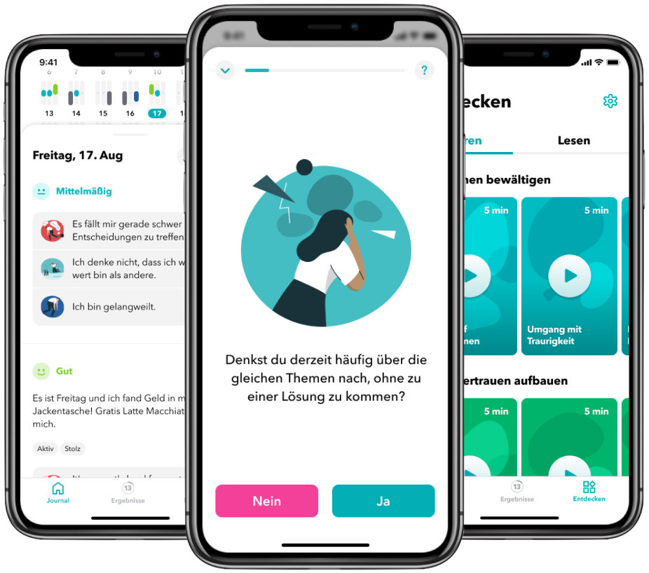 Die MindDoc-App hat neben Lektionen und Übungen auch ein Stimmungstagebuch. / Foto: Schön Klinik