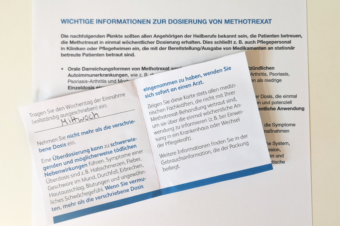 Die Patienten müssen genau wissen, dass sie ihr MTX nur einmal in der Woche anwenden dürfen – und an welchem Wochentag genau. / Foto: PZ/Daniela Hüttemann
