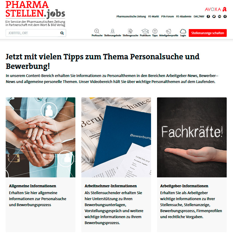 Das Online-Portal »pharmastellen.jobs« bietet in einer neuen Rubrik Informationen zu Personalthemen. / Foto: Avoxa