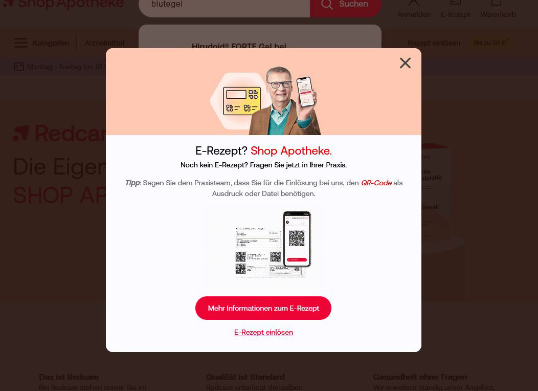 Versender Shop Apotheke lockt Kundinnen und Kunden mit mutmaßlich illegalen Boni. / Foto: Screenshot