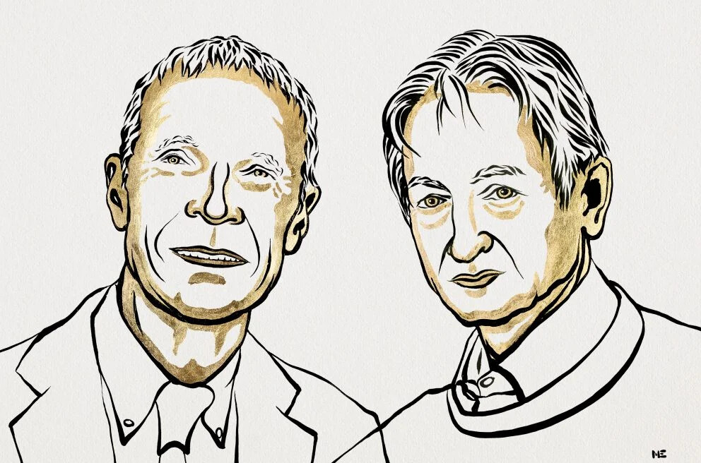 Die Preisträger des Physik-Nobelpreises 2024 sind John J. Hopfield und Geoffrey E. Hinton. / © Nobel Prize Outreach/Niklas Elmehed