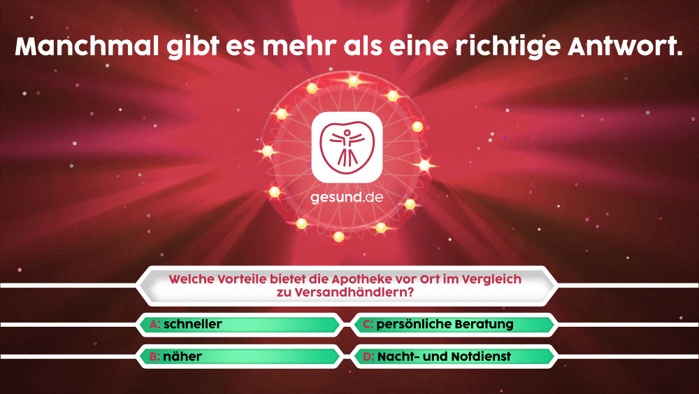 Das Titelbild des Faktenblatts  erinnert an die Quiz-Show »Wer wird Millionär?« / © gesund.de