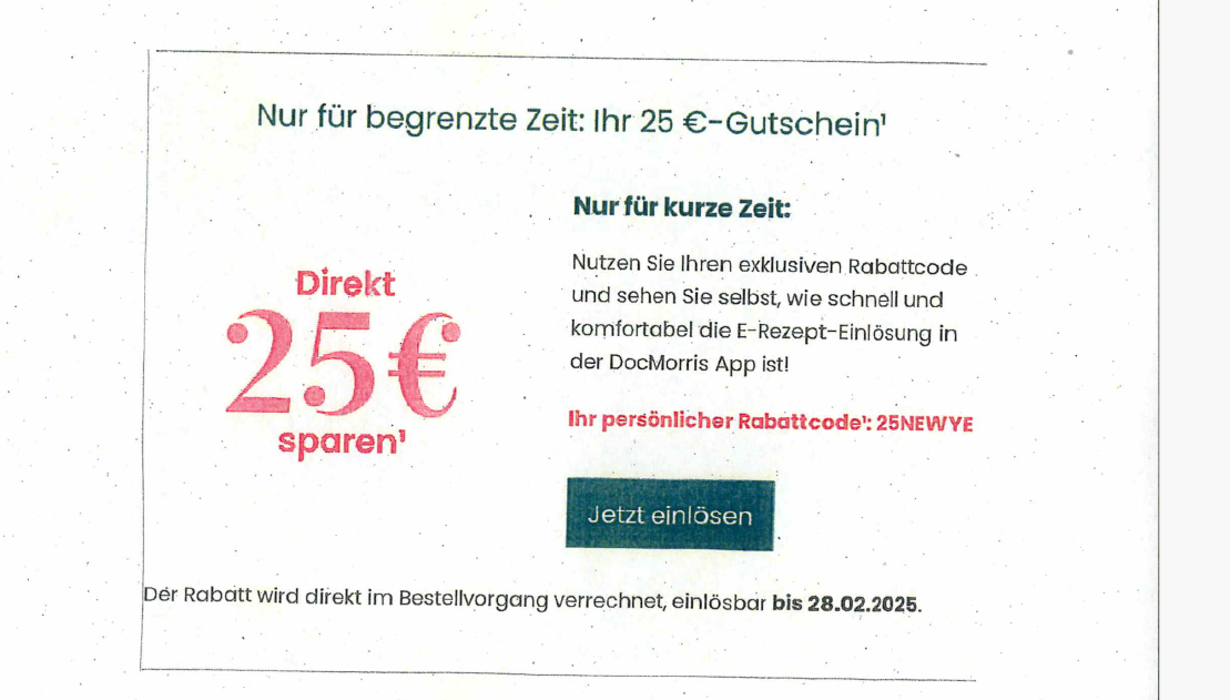 Per E-Mail bekamen Doc-Morris-Kunden Anfang Juni diese Werbeaktion zugesendet. Die Apothekerkammer Nordrhein ging dagegen rechtlich vor. Mit Erfolg. / © PZ/Screenshot